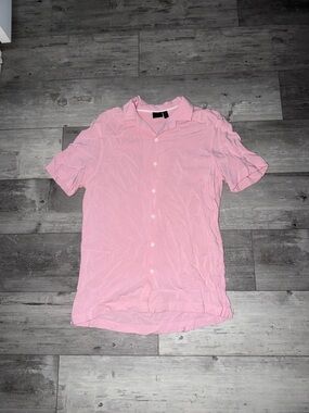 ASOS Men's Short-Sleeve Button-Down Shirt - Pink
